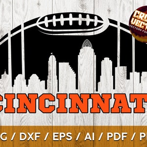 Cincinnati Football sports design with skyline. Perfect for Printing, Cutting and Sublimation & - Svg, Ai, Png, Pdf, Dxf, Cricut, Silouhette