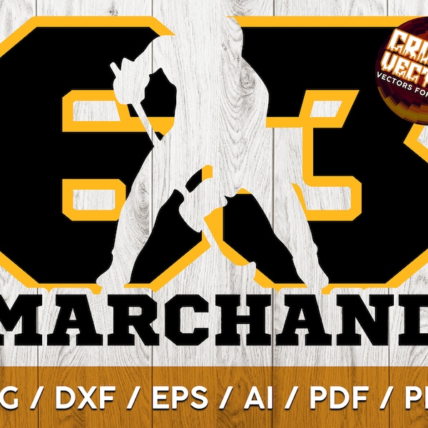 Marchand Boston Hockey Player Silhouette and Number for Cutting, Print and Sublimation - SVG, AI, PNG, Cricut and more