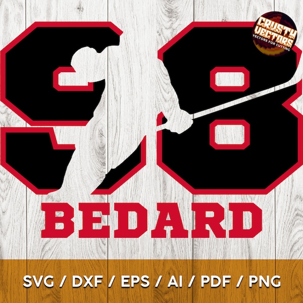 Bedard Chicago Hockey Player Silhouette and Number for Cutting, Print and Sublimation - svg, ai, png, dxf, eps, pdf, Cricut and more