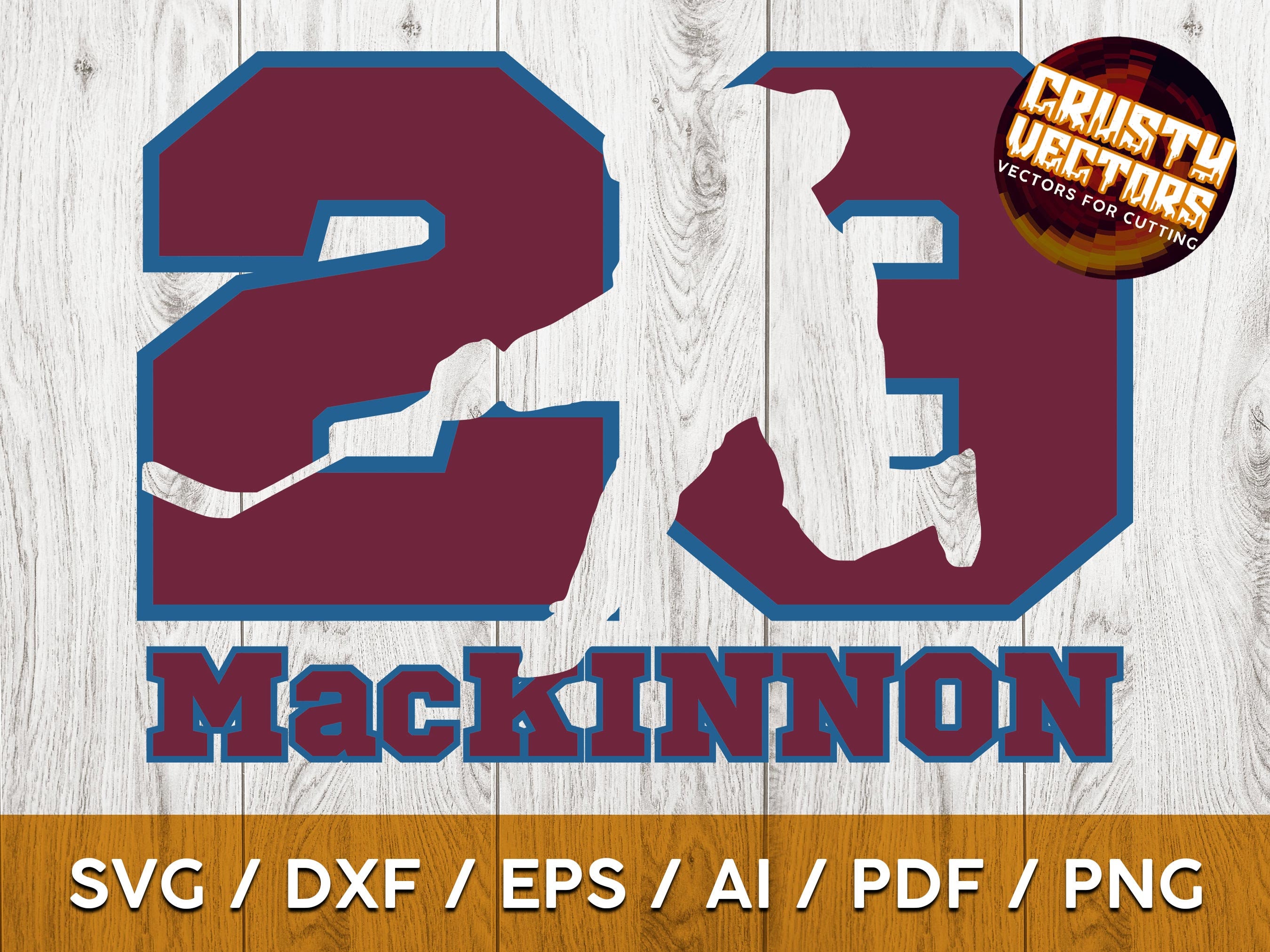 Mackinnon Colorado Hockey Player Silhouette and Number for Etsy