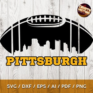 Pittsburgh Football Fan Art Design with skyline for Printing, Cutting and Sublimation & - Svg, Ai, Png, Pdf, Dxf, Eps, Cricut, Silouhette