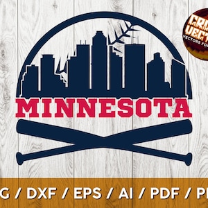 Minnesota Baseball Ball and City Skyline Inspired Fan Art for Printing and Cutting - svg, pdf, png, ai, eps and dxf