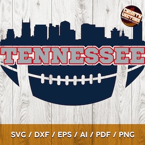 Tennessee Football Inspiriertes Design mit Skyline zum Drucken, Schneiden und Sublimieren & -Svg, Ai, Png, Pdf, Dxf, Eps, Cricut, Silouhette