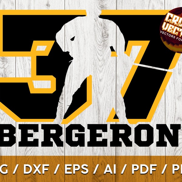 Bergeron Boston Hockey Player Silhouette and Number for Cutting, Print and Sublimation - SVG, AI, PNG, Cricut and more