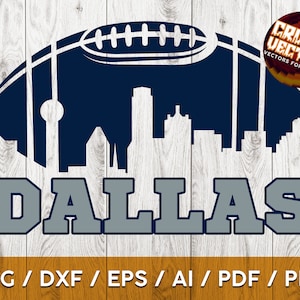 Diseño inspirado en el fútbol de Dallas con horizonte para imprimir, cortar y sublimación - Svg, Ai, Png, Pdf, Dxf, Cricut, Silouhette