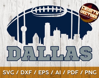 Dallas Football Inspired Design with skyline for Printing, Cutting and Sublimation & - Svg, Ai, Png, Pdf, Dxf, Cricut, Silouhette