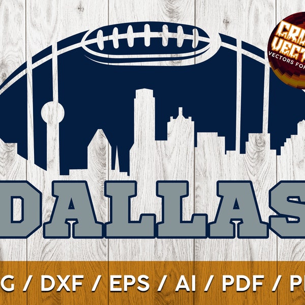 Dallas Football Inspired Design with skyline for Printing, Cutting and Sublimation & - Svg, Ai, Png, Pdf, Dxf, Cricut, Silouhette