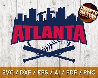 Atlanta Baseball Ball and Skyline Inspired Logo Design for Printing, Cutting and Sublimation - svg, ai, png, eps, dxf, Cricut and Silhouette