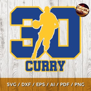 Jugador de Curry Golden State con número para cortar o imprimir / svg / ai / eps / png / dxf / pdf - Compatible con Cricut, Sublimation Cameo