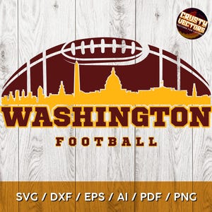 Design inspiré du football de Washington avec une ligne d'horizon pour l'impression, la découpe et la sublimation - Svg, Ai, Png, Pdf, Dxf, Eps, Cricut, Silhouette