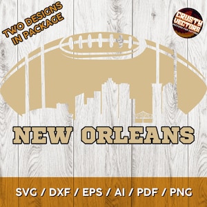Design esportivo de futebol de Nova Orleans com horizonte. Perfeito para impressão, corte e sublimação - Svg, Ai, Png, Pdf, Dxf Eps, Cricut | Cameo