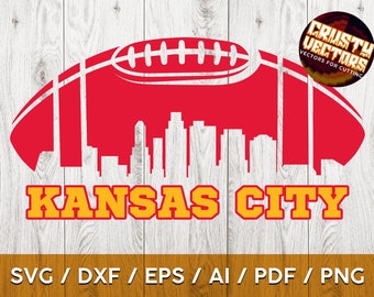 Kansas Football sports design with skyline. Perfect for Printing, Cutting and Sublimation & - Svg, Ai, Png, Pdf, Dxf, Cricut, Silouhette