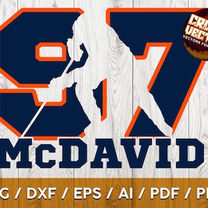Silhouette et numéro du joueur de hockey McDavid Edmonton pour la découpe, l’impression et la sublimation - SVG, AI, PNG, Cricut et plus