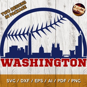 May include: A blue and red graphic design featuring a skyline of Washington, D.C. with the text "WASHINGTON" and "TWO DESIGNS IN PACKAGE".