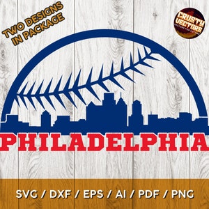 Philadelphia Baseball und Skyline Fan Art Design für Druck, Schneiden und Sublimation - svg, pdf, ai, png, eps, dxf, Cricut und Silhouette