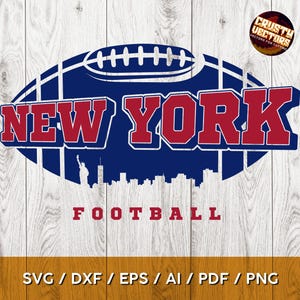 Design inspiré du football de New York avec ligne d'horizon pour impression, découpe et sublimation | Svg, AI, Png, Pdf, Dxf, Eps, Cricut, Silhouette