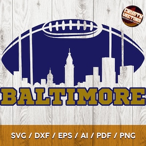 Baltimore Football Sportdesign mit Skyline. Perfekt zum Drucken, Schneiden und Sublimieren & -Svg, Ai, Png, Pdf, Dxf, Cricut, Silouhette