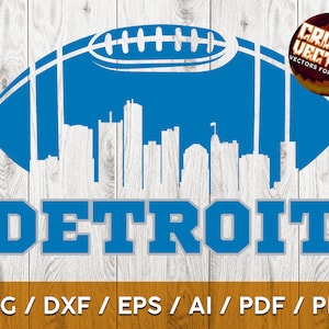 Diseño deportivo de Detroit Football con horizonte. Perfecto para imprimir, cortar y sublimar y - Svg, Ai, Png, Pdf, Dxf, Cricut, Silouhette