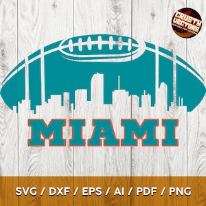 Design inspiré du football de Miami avec ligne d'horizon pour impression, découpe et sublimation & - Svg, Ai, Png, Pdf, Dxf, Cricut, Silhouette