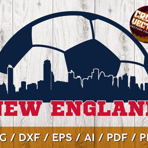 New England Soccer Ball and Skyline Fan art Design for Print, Cutting and Sublimation - svg, ai, png, eps, dxf, Cricut and Silhouette