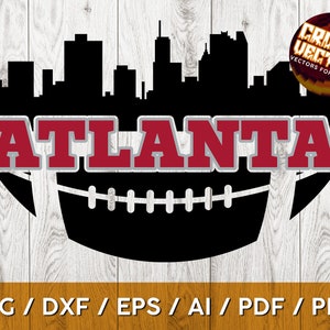 Atlanta Football Inspired Design fan art with skyline for Printing, Cutting and Sublimation & - Svg, Ai, Png, Pdf, Dxf, Cricut, Silouhette