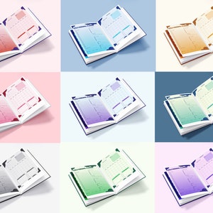 May include: Nine different colored daily personal planners with a blue spine and the text "Daily Personal Planner" on the front cover.