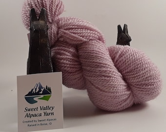 Alpaca Pink 2-ply Worsted Yarn, Alpaca Baby Blanket, Alpaca socks shawl beanie,  organic roving, crochet tools, alpaca knitting, USA Made