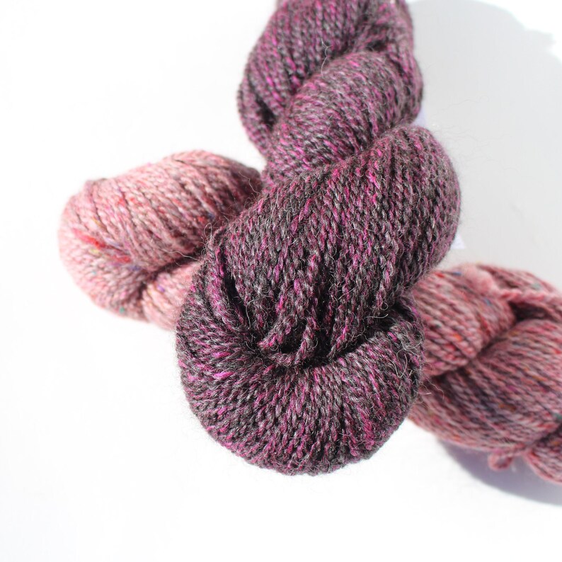 Alpaca Blk/Magenta Yarn 2-ply Worsted & Merino, alpaca sweater, knitting tool, crotchet supply, tutorials, alpaca blanket beanie, USA Made image 3