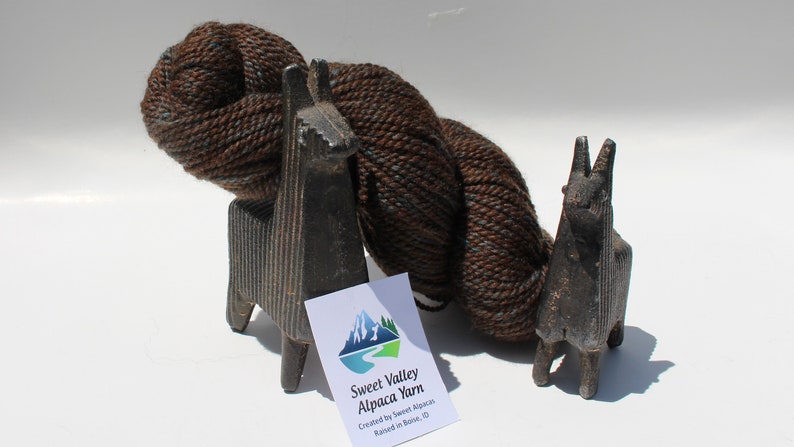 Alpaca Drk Brown Yarn and Alpaca Hyacinth Yarn Kit Pattern not included image 6