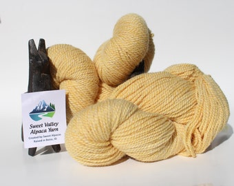 Alpaca Yellow Yarn, 2-ply Worsted & Merino, alpaca sweater, knitting tool, crotchet supply, tutorial, USA Made, alpaca shawl beanie blanket