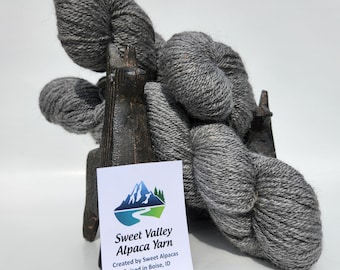 Gray 100% Alpaca Yarn, 3-ply Sport, Natural, knitting tools, organic roving, alpaca socks, alpaca tutorial, USA, luxury yarn