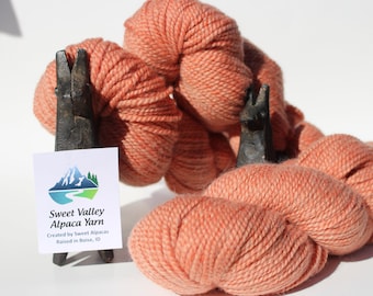 Alpaca Orange Yarn 2-ply Semi-Bulky & Merino, alpaca sweater, knitting tool, crotchet supply, tutorial, alpaca blanket beanie sock, USA Made