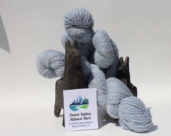 Alpaca Blue Yarn 2-ply Semi-Bulky Merino, alpaca sweater, knitting tool, crotchet supply, tutorial, thin  alpaca blanket beanie, USA Made