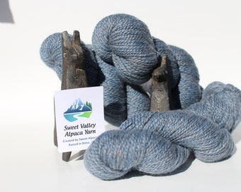 Alpaca Blue yarn, 2-ply Semi-Bulky & Merino,alpaca sweater, knitting tool, crotchet supply, tutorial, alpaca blanket beanie shawl, USA Made