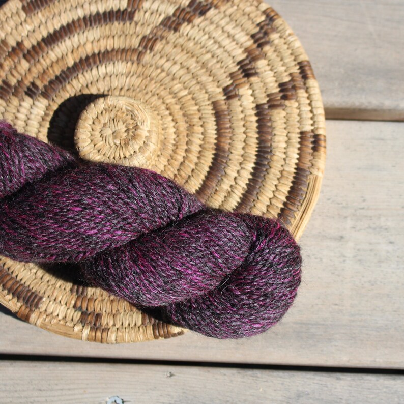 Alpaca Blk/Magenta Yarn 2-ply Worsted & Merino, alpaca sweater, knitting tool, crotchet supply, tutorials, alpaca blanket beanie, USA Made image 6