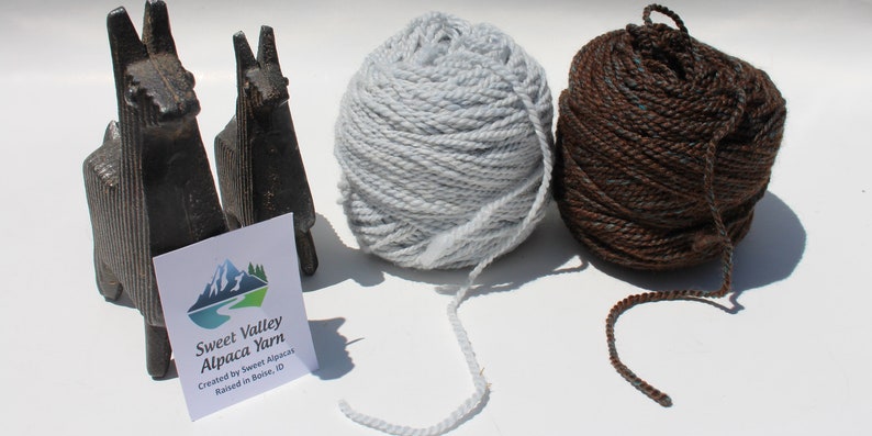 Alpaca Drk Brown Yarn and Alpaca Hyacinth Yarn Kit Pattern not included image 7