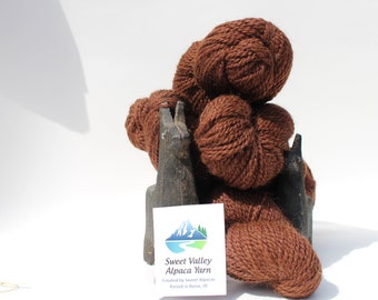 Alpaca Brown/Ruby 2-ply Semi-Bulky Yarn, Merino Yarn, knitting tools, crochet supplies, alpaca socks tutorial blanket hats gloves, USA made