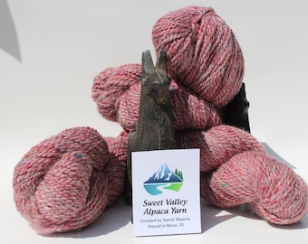 Alpaca Red 2-ply Worsted, Merino & Silk, knitting tools, alpaca sweater, crochet supplies, alpaca scarf  socks shawl hat blanket, USA made
