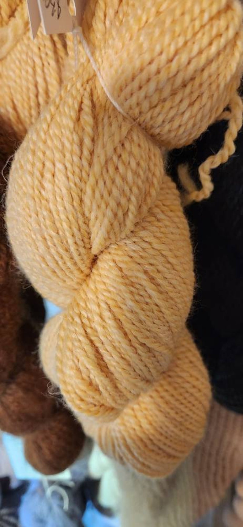 Alpaca Yellow Yarn, 2-ply Worsted & Merino, alpaca sweater, knitting tool, crotchet supply, tutorial, USA Made, alpaca shawl beanie blanket image 7
