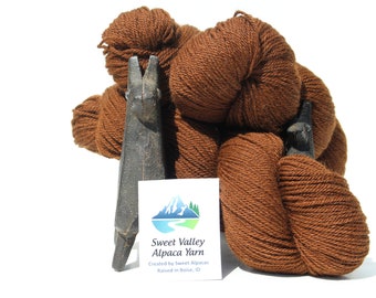 100% Alpaca Brown Yarn 3-ply sport, alpaca shawl, alpaca sweater, knitting tool, crotchet supply, tutorial, alpaca beanie socks, USA Made