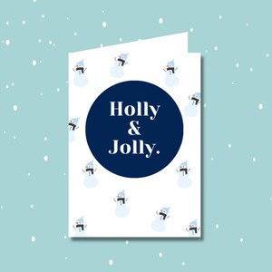 Holly & Jolly Christmas Card Template, downloadable, printable