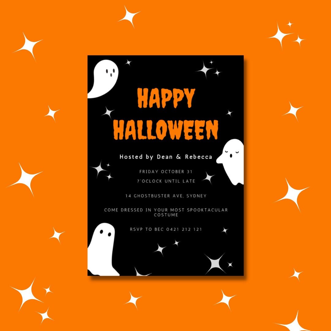 Carte d'invitation anniversaire ou fête à gratter - halloween fantôme