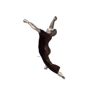 Serie Jumping IV / Salto / Danza / Bianco e nero / Danza / Collage / Circo / Acquerello / Inchiostro / Cartolina / Acrobazie / Cartolina