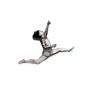 Serie de saltos III / Salto / Baile / Blanco y negro / Baile / Collage / Circo / Acuarela / Tinta / Postal / Acrobacia / Postal