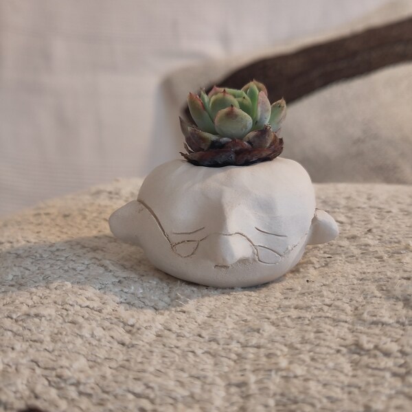 Meditative Faces | Little Plant Pot | Ceramics | Pottery | Art | Fineart