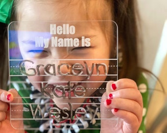 I Can Write My Name Tracing Board | Dry Erase Learning Board | Reusable Personalized Washable Board | Preschool Learning Education Supplies