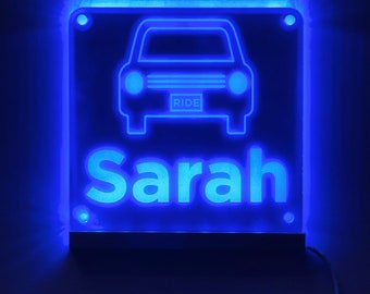 Ride Share Delivery Driver Custom Name LED Window Sign | Car Driver Window LED Light Up Sign | 7 Color Changing | USB Powered