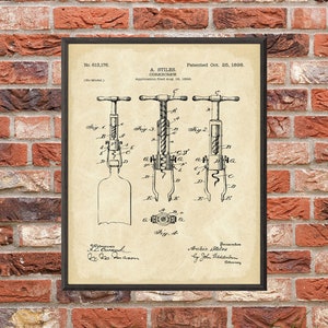 Corkscrew Patent Print - Digital Download - 7 Different Backgrounds Included