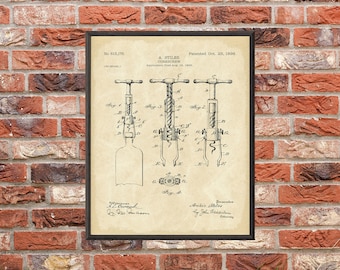 Corkscrew Patent Print - Digital Download - 7 Different Backgrounds Included