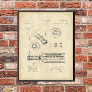 Beer Bottle Patent Print - Digital Download - 7 Different Backgrounds Included
